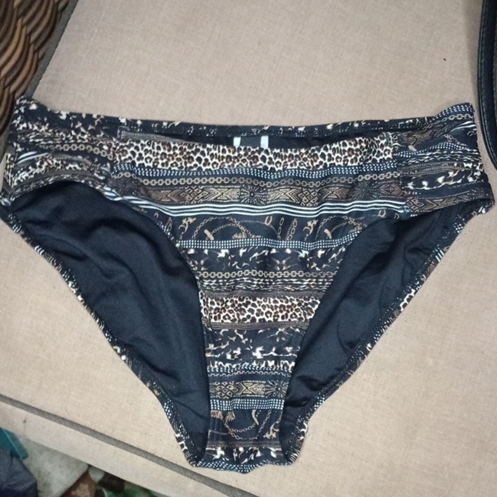 New York & Company Black and Brown Bikini with Geometric Patterns